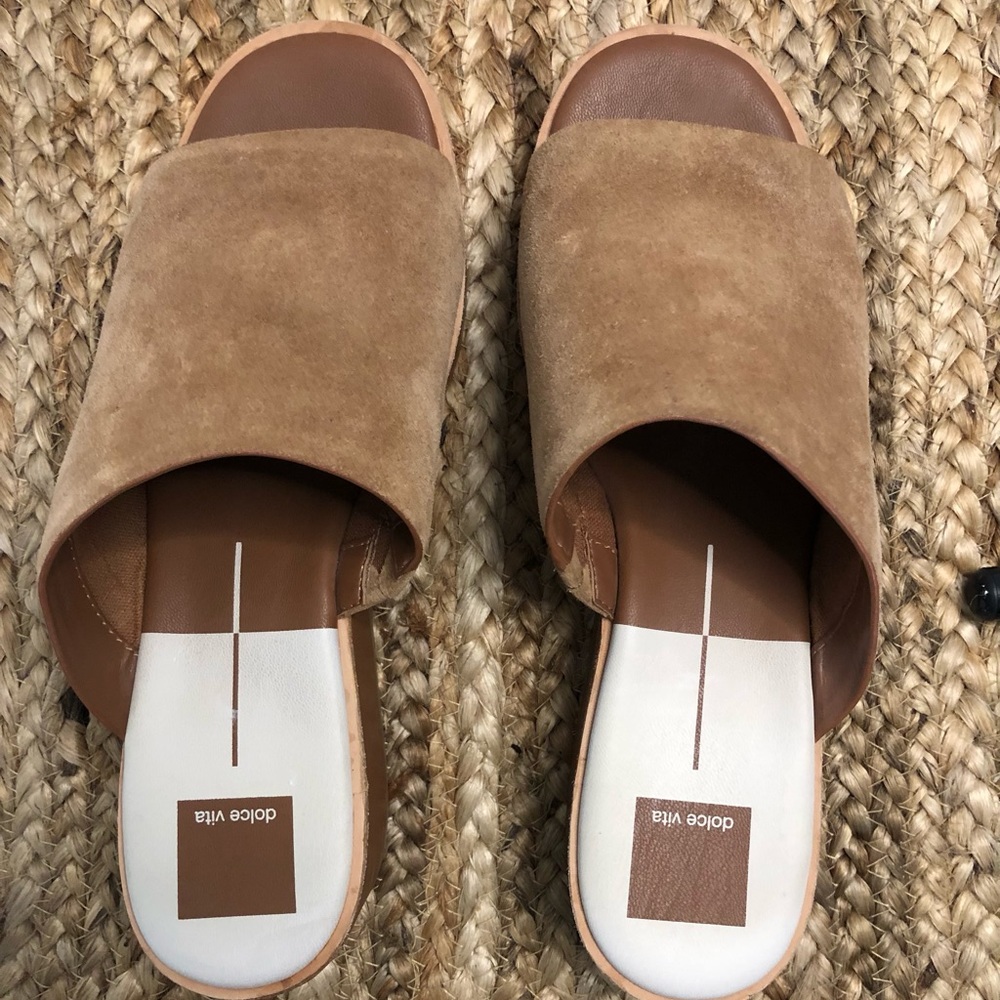 Dolce Vita Women's Freta Slip-on Wedge Slide Sandal Chestnut Brown Size 8.5 (39)